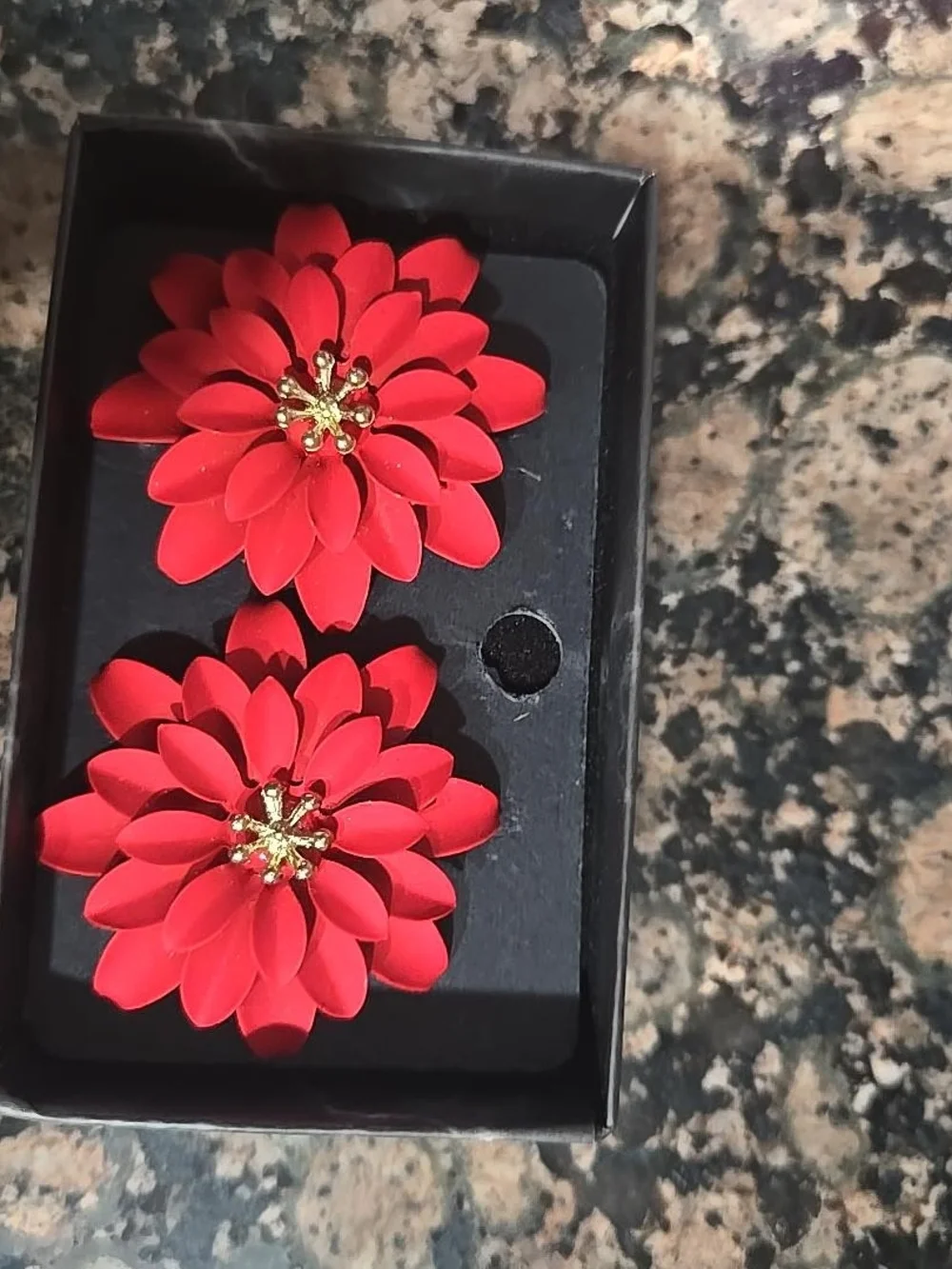 Red Floral Studed Earings